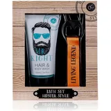 Accentra Geschenkset Hipster Style Pflege für Männer/inkl. Duschgel Shampoo (2 in 1) und einem Schlüsselanhänger mit Flaschenöffner/alles ansprechend in einer Geschenkbox verpackt