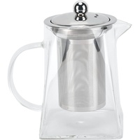 Teekanne Glas, Teekanne mit Abnehmbarem Edelstahl Siebeinsatz Hitzebeständigem Klarglas Glaskanne für Losen Tee(750ml/25.4oz)