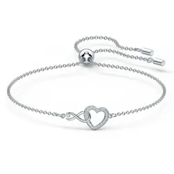 Armband SWAROVSKI "Schmuck Geschenk Armkette Herz Infinity Liebe" Gr. M, silber (metallfarben, kristallweiß, kristallweiß), Armbänder, Damen, M, Metall, mit Swarovski Kristall