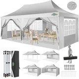 COBIZI Pavillon 3x6,Faltpavillon 3x6 Wasserdicht Stabil Winterfest, Sofort aufklappbare Vordächer Outdoor Gartenzelt mit 6 Seitenteilen, für Party Garten Festival, Weiß