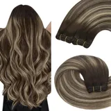 YoungSee Echthaar Tressen zum Einnahen Ombre 55cm Tressen Echthaar Braun Ombre Aschblond Tressen Extensions Echthaar 100g Extensions Tressen Echthaar Weft Extensions Echthaar Remy #4/18/4