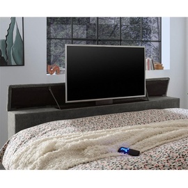 Lomadox Boxspringbett 180x200 cm, mit TV-Halterung, elektrisch verstellbar, Hotelbett in schlamm DURAZNO-09 - Beige