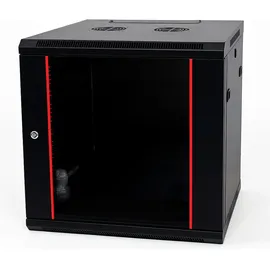 danicom Baseline 9U Wandschrank mit Glastür 600x600x500mm (BxTxH) - Schwarz - Traglast 50 kg - Wandmontage - Serverschrank - Wandgehäuse - Server Rack - Server Enclosure