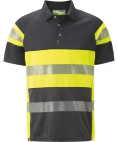 Holex Warnschutz Polo-Shirt, grau / gelb, Unisex-Größe: 2XL