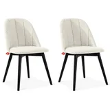 KONSIMO® Polsterstuhl BAKERI Holzstühle 2 St., Esstischstühle, hergestellt in der EU (2 St), Gestell aus Buche Massivholz, Bouclé-Stoff, Sitzkomfort garantiert schwarz|weiß
