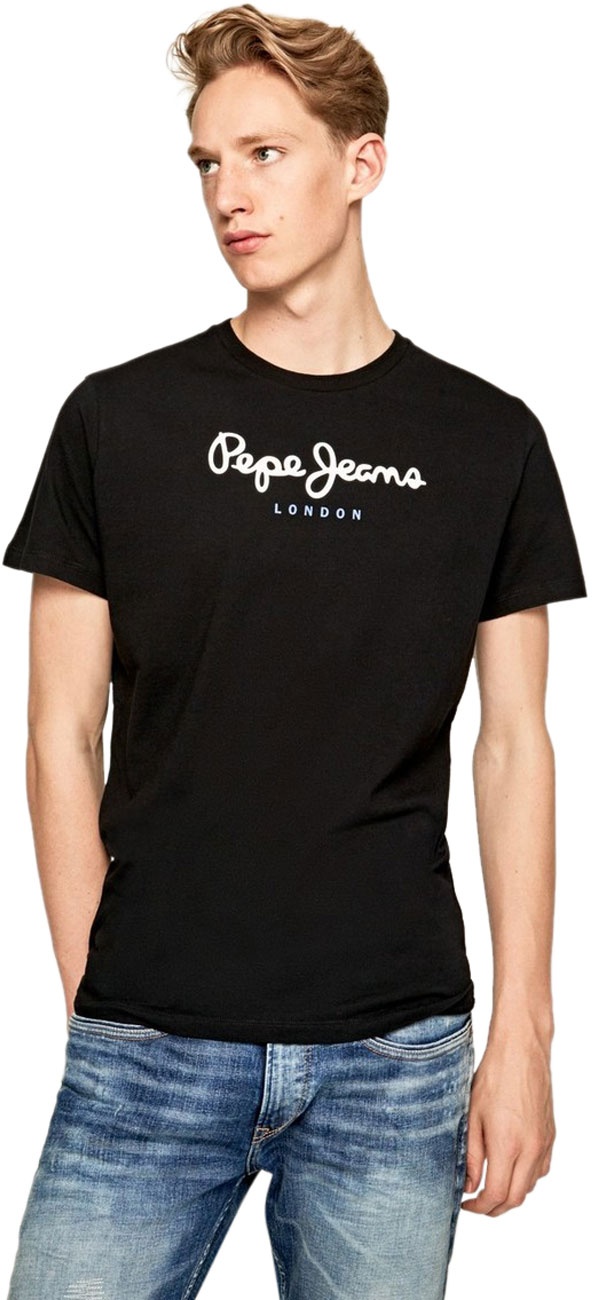 Pepe Jeans Herren Rundhals T-Shirt EGGO N Regular Fit Schwarz S