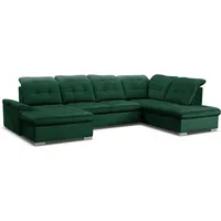 DOMO-HOME Ecksofa mit Schlaffunktion NICOLE – Modernes Ecksofa 345x230cm | Regulierbaren Kopfstützen | Boxspring-Funktion und Stauraum | Ideal f... - Grün