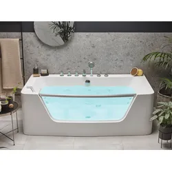 Whirlpool Badewanne weiß rechteckig 170 x 85 cm BARRANCA