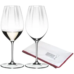 Riedel PERFORMANCE Riesling Glas 2er Set + Poliertuch