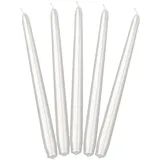 Partydeco 10 Spitzkerzen Perlmutt Weiß Metallic 24cm Tischkerzen Tafelkerzen Leuchterkerzen Stabkerzen Kerzen Perle