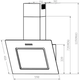 Respekta Dunstabzugshaube Schräghaube 60 cm Weiß