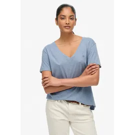 Superdry STUDIOS SLUB EMB VEE TEE Blau L