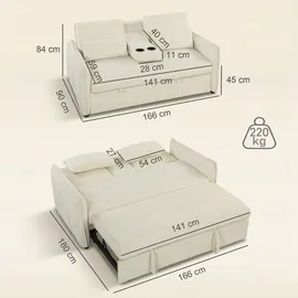 Homcom Schlafcouch Polyester 2-Sitzer Beige