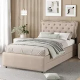 lanki international gmbh Polsterbett 90 x 200 cm Beige/Grau