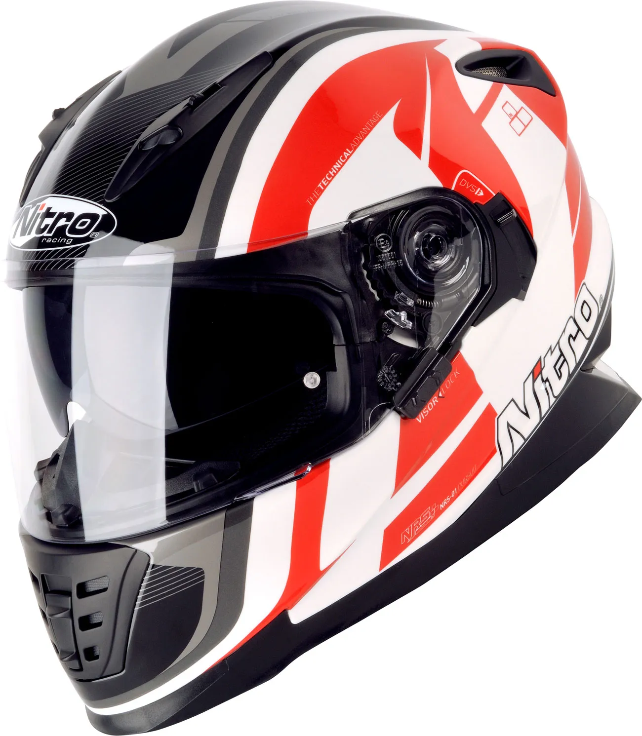 Nitro NRS-1 Pursuit, casque intégral - Blanc/Noir/Rouge - XXL