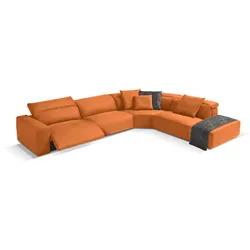 Ecksofa EGOITALIANO "Beverly, extravangantes Designsofa mit erstklassigem Sitzkomfort", orange, B:378cm H:95cm T:282cm, Sofas, wahlweise mit elektrischer Relaxfunktion, Kopfteilverstellung