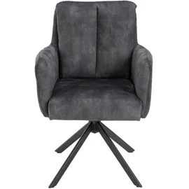 ronald verdult Polsterstühle 2er Set ALEX, Anthrazit - Schwarz - Stoffbezug - Metallgestell - 180 Grad drehbar - 2er Set