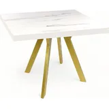 Gold Metall + Marmor Weißer quadratischer Tisch 100x100 erweiterbar auf 200 cm - Gold