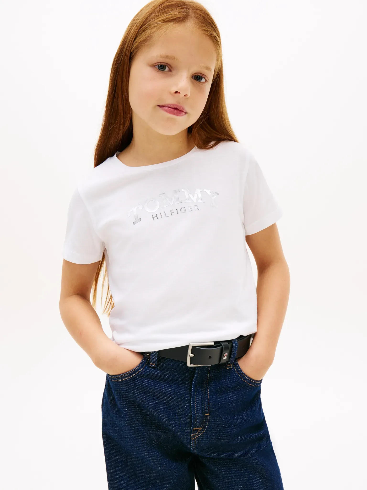 T-Shirt TOMMY HILFIGER, Mädchen, Gr. 80, weiß, Single Jersey, Obermaterial: 60% Baumwolle, 40% Polyester, unifarben, regular fit normal, Rundhals, eingesetzt abgesteppte Kante, Shirts T-Shirt, Regular fit, für Kinder bis 16 Jahre