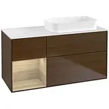 Villeroy & Boch Finion Waschtischunterschrank G681PCGN 120x60,3x50,1cm, Regal links Oak Veneer, Walnut veneer