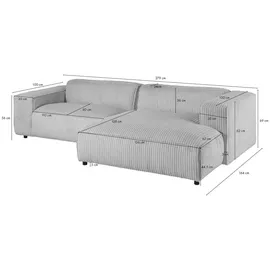 Massivmoebel24 Ecksofa 279x164x69 Cord elfenbein VALENCIA