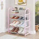 Schuhregal aus Metall, platzsparend, Organizer, mehrstöckige Regale für Wohnzimmer, Schlafzimmer, Schrank, Eingangsbereich, Schwarz, Weiß, Rosa, 50 x 42 x 18 cm (Rosa)