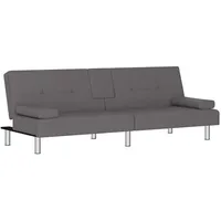 vidaXL Schlafsofa mit Getränkehaltern Grau Kunstleder