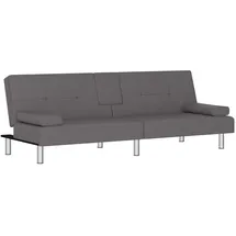 vidaXL Schlafsofa mit Getränkehaltern Grau Kunstleder