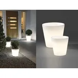 2x Blumentopf mit Licht Kunststoff LED Pflanzkübel beleuchtet Ø 28 & 37cm Deko