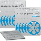 60x powerone Implant Hörgerätebatterien p675 blau (10x 6er Bl.) +Reinigungstuch