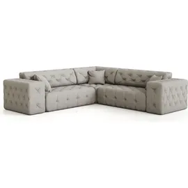 Fun Möbel Ecksofa Designersofa CHANTAL in Stoff Opera Velvet Cream Seite Universal - Beige