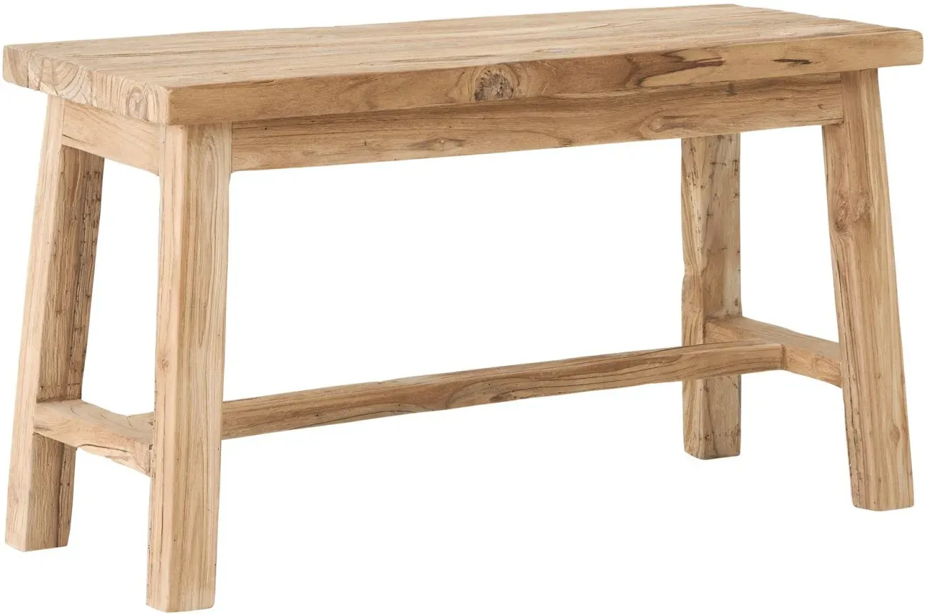 Bank Trinity aus recyceltem Teakholz, skandinavischer Stil, natur, kompakt für Indoor