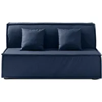 EVERGREENWEB Schlafsofa 160 cm Breit mit Matratze 160x190, Umwandelbar, 3 Sitzer Couch mit Schlaffunktion, Faltbares Bett mit Abnehmbarem und Waschbarem Blau Bezug, Paar Superweiche Kissen | Ellen
