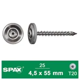 SPAX - Spenglerschraube A2 4,5x55 mm + Dichtscheibe 20 mm lp, 25 Stück - size - color