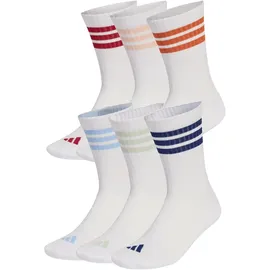 adidas 3-Streifen Essentials Cushioned Crew Socken 6er Pack Orange/Weiß/Blau 43-45