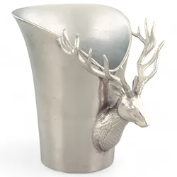 Deco Pleasure Weinkühler CERVO klein Silber Alu Kühler Topf Hirsch Sektkelch