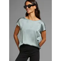 LAURA SCOTT Shirtbluse aus Satin und Jersey grau|grün 34