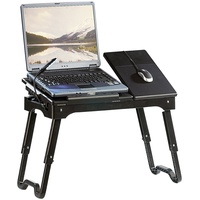 General Office Notebook Ständer: Notebook-Tisch mit Schwanenhals-LED, höhenverstellbar, 4-Fach USB-Hub (Betttisch, Notebook Auflage, Laptop Klapptisch)