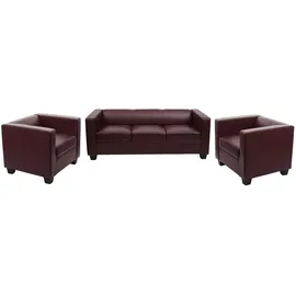 MCW 3-1-1 Couchgarnitur Lille ~ Kunstleder, rot-braun