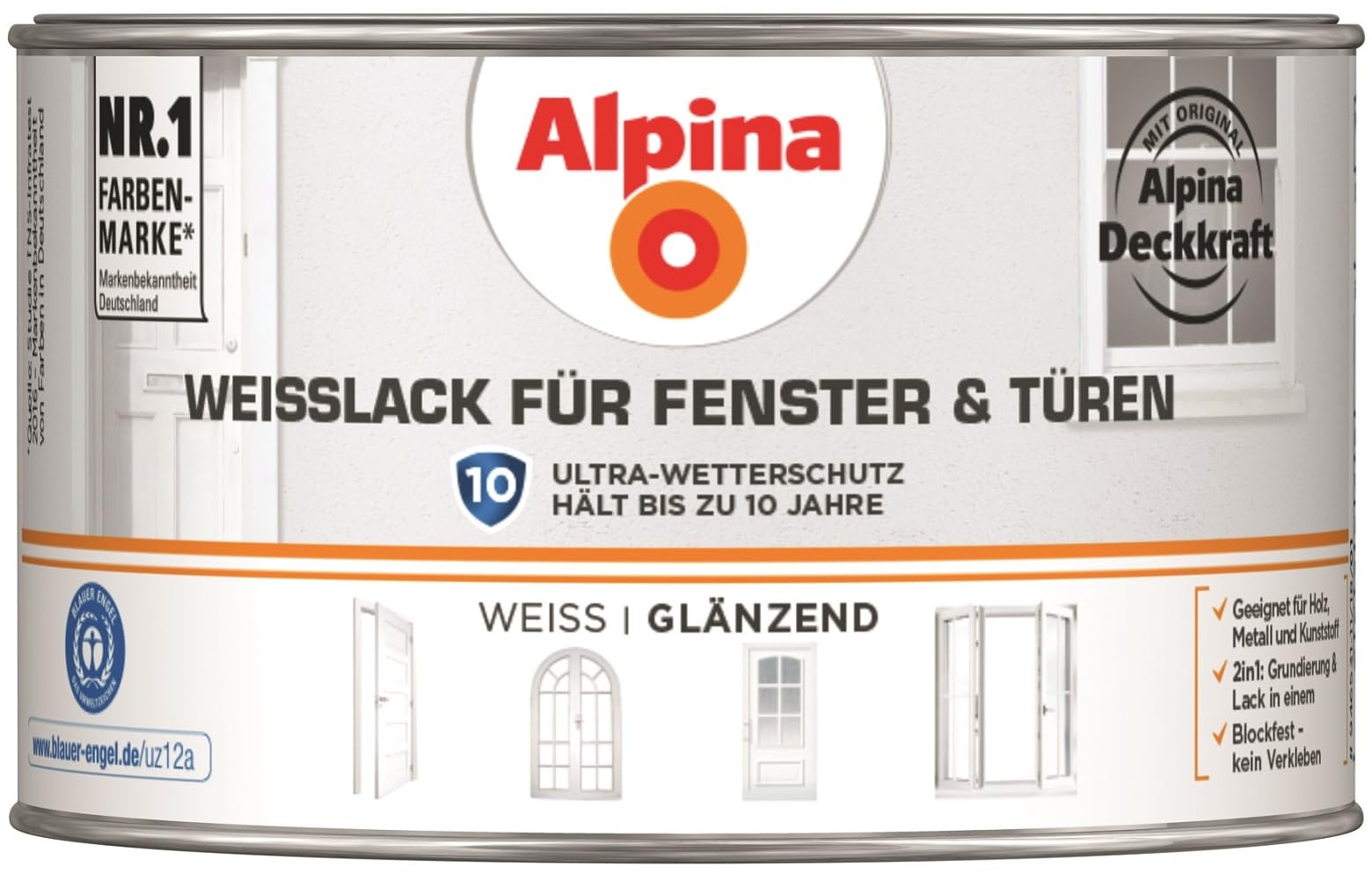Alpina Weißlack für Fenster & Türen 300ml glänzend