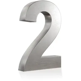 Longlife LED 3D Hausnummer 2 Edelstahl V2A unbeleuchtet Arial