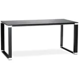 Kadima Design Bürotisch Glas-Metall  140 x 70 cm  Modern, Chromelemente, Kompakt  Schwarz  Arbeitstisch