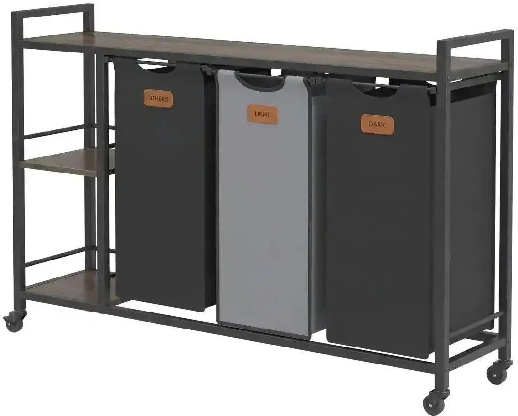 Wäschebox   , schwarz , Spanplatte,Metall,Stoff , Maße (cm): B: 117 H: 80,5