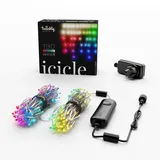 Twinkly Icicle 190 LED RGB+Weiß, LED-Kaskadenlichter für Draußen und Drinnen, Lichterkaskade, RGB und Weiß, Kompatibel mit HomeKit, Alexa, Google Home, IP44, App-Steuerung, Transparentes Kabel, 5,5m