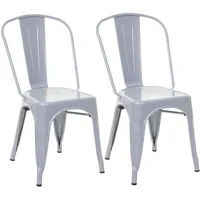 Mendler Bistrostuhl HWC-A73 Metall grau 2er Set