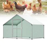 Froadp 3x2x2m Hühnerkäfig Außengehege Freilaufgehege Hühner Verzinkter Stahlrahmen mit PE Sonnenschutzdach und Schloss 6m2Hühnerstall Hasenstall Geflügelhaltung Käfig Kleintiergehege Voliere