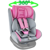 Auto Kindersitz mit 360° Drehfunktion und ISOFIX für Kinder von 0 - 36 kg (Klasse 0, I, II, III) XOMAX 916, Farbe:Hellgrau/Rosa