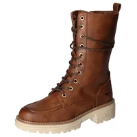 Mustang Schnürstiefelette, Reißverschluss-Boots, Schnürboots, Kurz-Stiefel mit Blockabsatz Gr. 37, cognacfarben, , 32579400-37