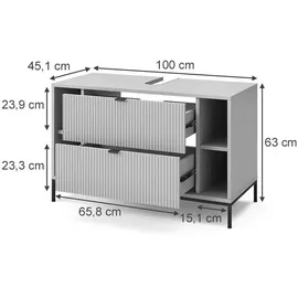Vicco Waschbeckenunterschrank Eliza 2 Auszüge 100 x 63 x 45,1 cm Grau