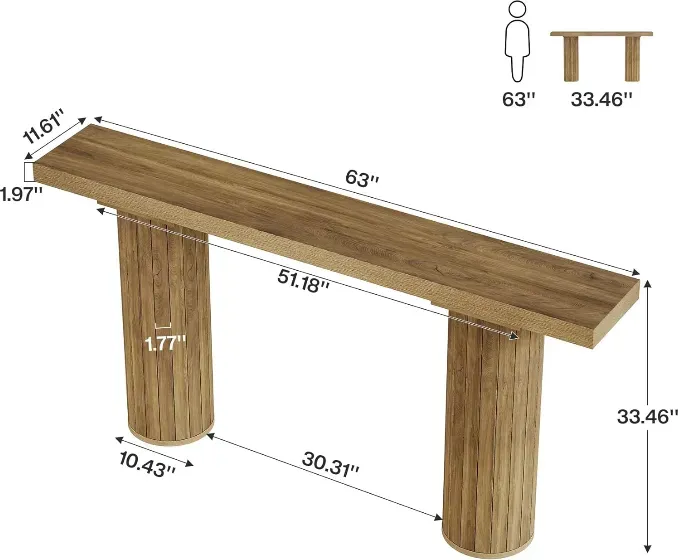 Tribesigns 160 cm extra langer Konsolentisch, rechteckiger Flurtisch, Holztisch hinter dem Sofa, rustikaler Holzeingangstisch für Wohnzimmer, Flur, Eingang